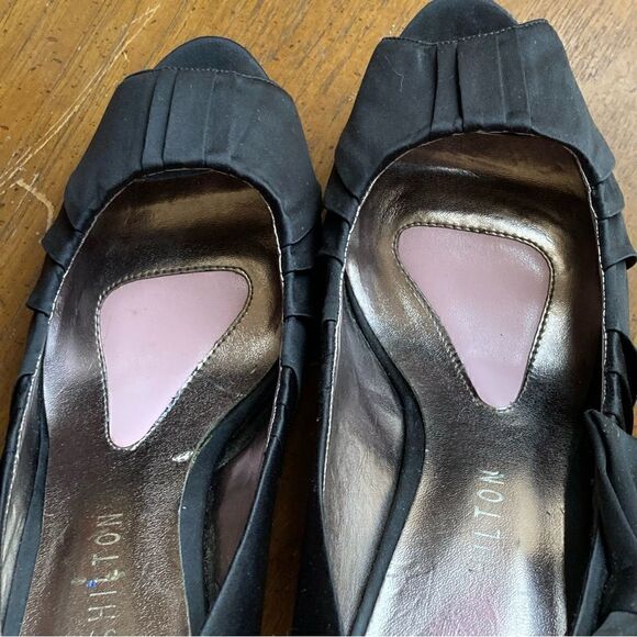 Paris Hilton platform Bow Detail Pleated stiletto heels size 9 1/2 - Picture 2 of 16